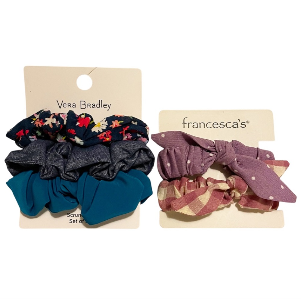 NWT Vera Bradley & Franchesca’s Multicolored Assorted Hair Scrunchies 5 Pack